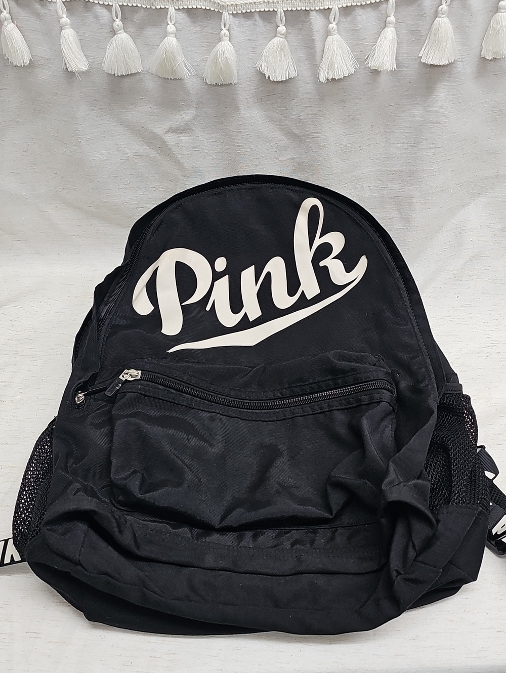 PINK Victoria's Secret Black Backpack with White Logo